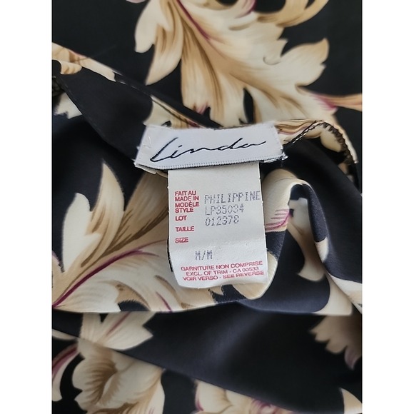 Vintage 90s Womens Floral Maxi Slip Dress Whimsigoth Fairy Black Gold‎ Linda Med - Picture 8 of 8